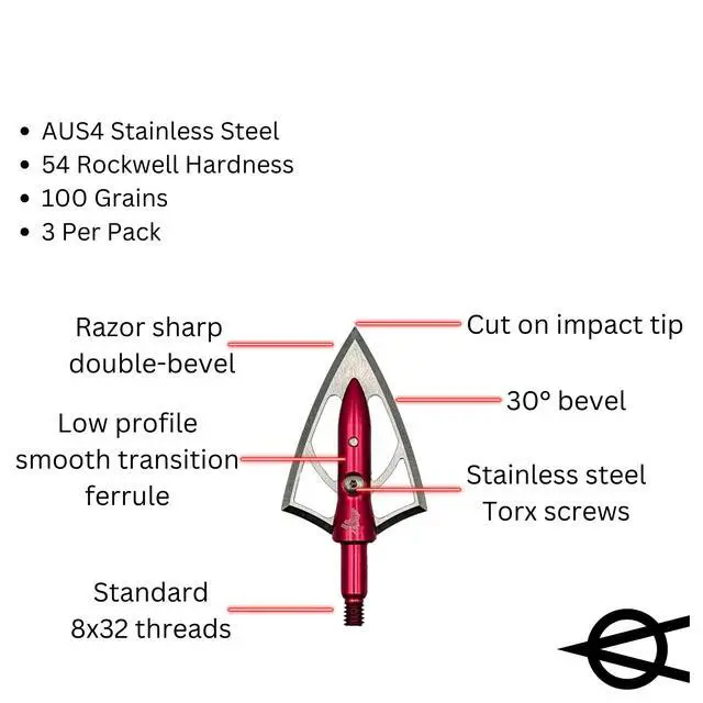 Alt view image 2 of 6 - Overkill Silver Flame Double Bevel Broadheads, 100/125/125XL/200XXL Grains, Razor Sharp, Stainless Steel Blades, 1 1/8" Wide Cut, Bone Breaking, for All Bows & Crossbows, 3 Pack