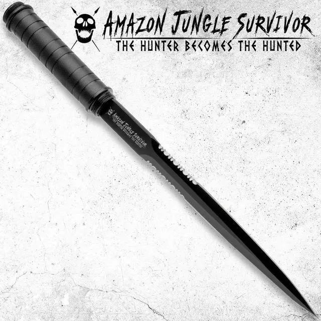 Alt view image 7 of 7 - Amazon Jungle Survivor Break-Down Spear | Non-Reflective Finish 2Cr13 Stainless Steel Blade | Textured Steel Shaft | Zippered Carrying Case | Black Oxide Finish