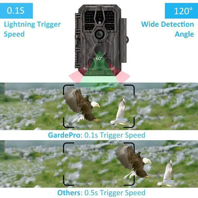 Alt view image 6 of 7 - A50 Trail Camera (Non-Cellular, Non-WiFi), Enhanced Low-Light Performance, True 4K Video, 0.1s Trigger, 100ft No-Glow Night Vision, Motion Activated Wildlife Camera