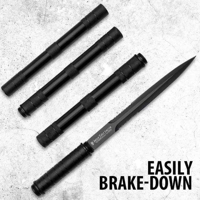 Alt view image 5 of 7 - Amazon Jungle Survivor Break-Down Spear | Non-Reflective Finish 2Cr13 Stainless Steel Blade | Textured Steel Shaft | Zippered Carrying Case | Black Oxide Finish