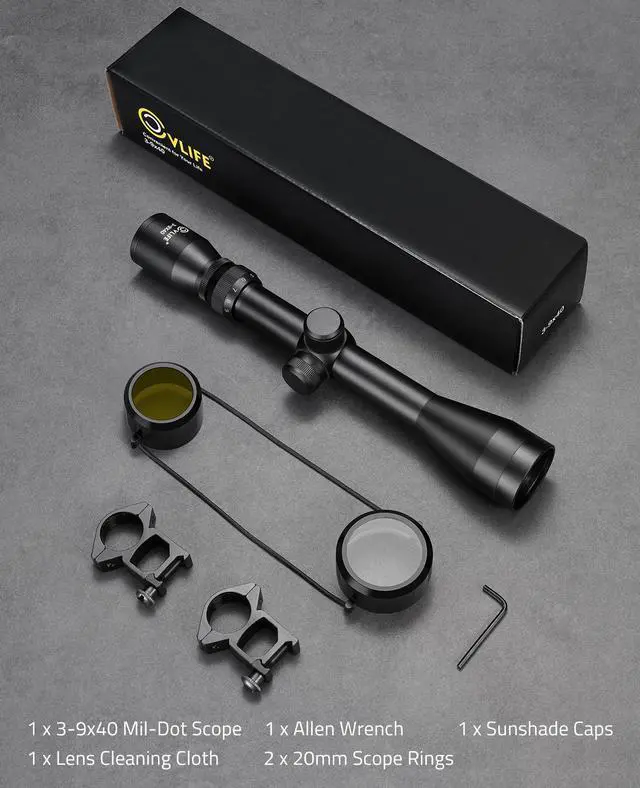 Alt view image 7 of 7 - 3-9x40 Optics R4 Reticle Crosshair Scope with Scope Mounts