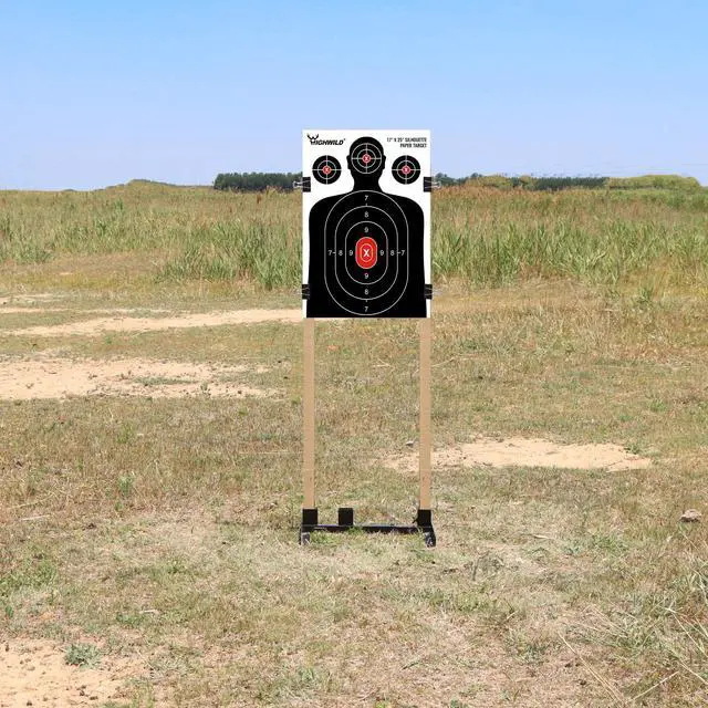 Alt view image 6 of 6 - Adjustable Target Stand Base for Paper Shooting Cardboard Silhouette H Shape Stand Base for Shooting Range 1x2 Wooden Target Station Setup - 2 Pack