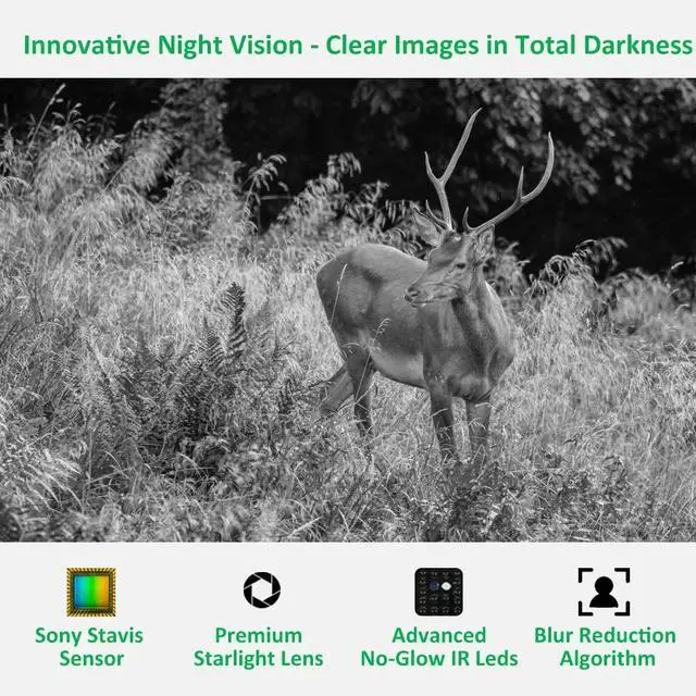 Alt view image 4 of 7 - A3 Trail Camera (Non-Cellular, Non-WiFi), Enhanced Low-Light Performance, 48MP Photo & 1296P HD Video, 0.1s Trigger, 100ft No-Glow Night Vision, Motion Activated Wildlife Camera