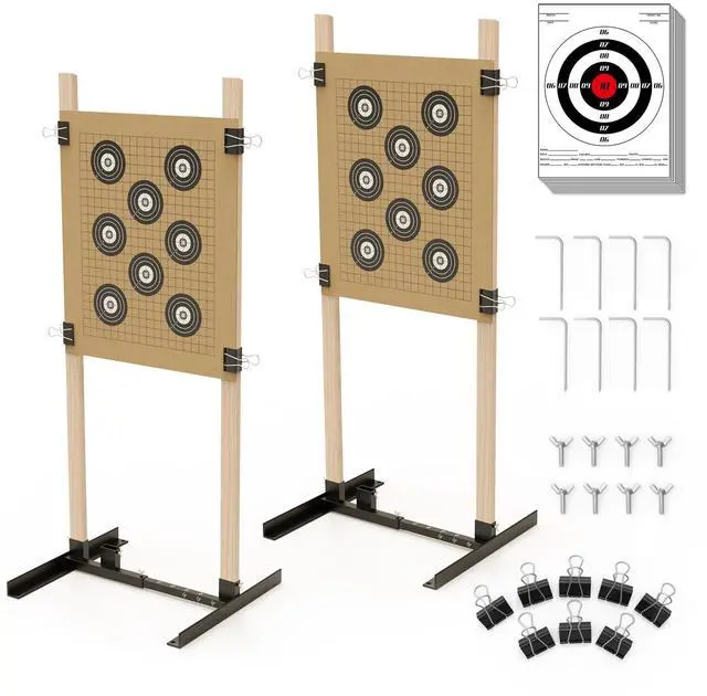 Main image of Shooting Target Stand for Outdoors, Durable Paper Target Holder with Stable Adjustable Base for Paper Shooting Targets Cardboard Silhouette, H Shape, USPSA/IPSC, IDPA Practice, 2 Pack