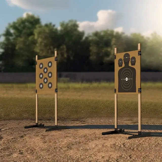 Alt view image 2 of 6 - Shooting Target Stand for Outdoors, Durable Paper Target Holder with Stable Adjustable Base for Paper Shooting Targets Cardboard Silhouette, H Shape, USPSA/IPSC, IDPA Practice, 2 Pack