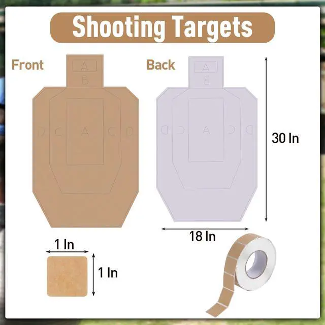 Alt view image 2 of 5 - 25/50/100 Pack Thick Shooting Targets Includes 1000PCS Target Pasters, 30x 18 Inch Durable Cardboard Target for Shooting Range, Silhouette Targets Cardboard for Shooting Practice Self-Defense Training