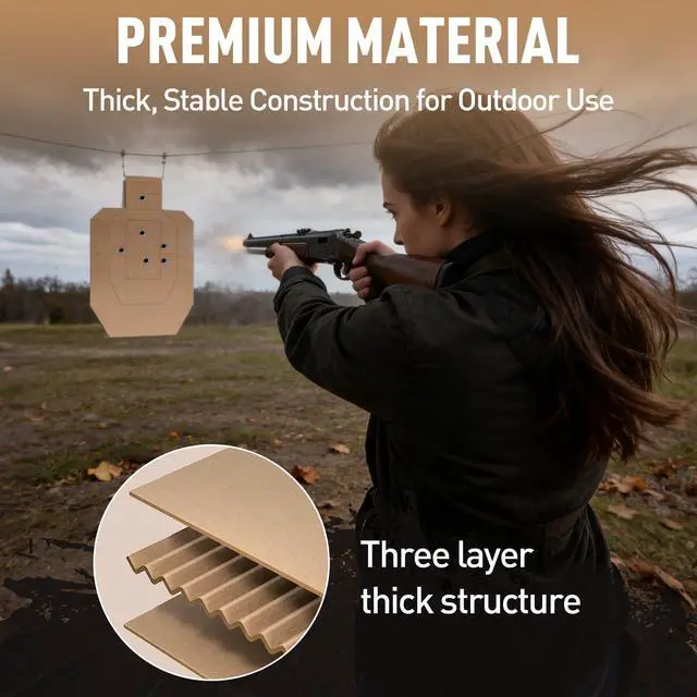 Alt view image 3 of 5 - 25/50/100 Pack Thick Shooting Targets Includes 1000PCS Target Pasters, 30x 18 Inch Durable Cardboard Target for Shooting Range, Silhouette Targets Cardboard for Shooting Practice Self-Defense Training