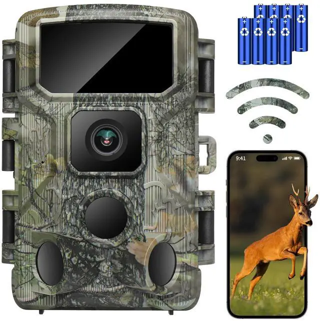 Main image of Trail Camera 4K 64MP WiFi Bluetooth Game Camera, Night Vision Wildlife Hunting Camera, 0.1s Trigger Motion Activated, IP67 Waterproof, 130° Wide Angle for Deer & Farm Security