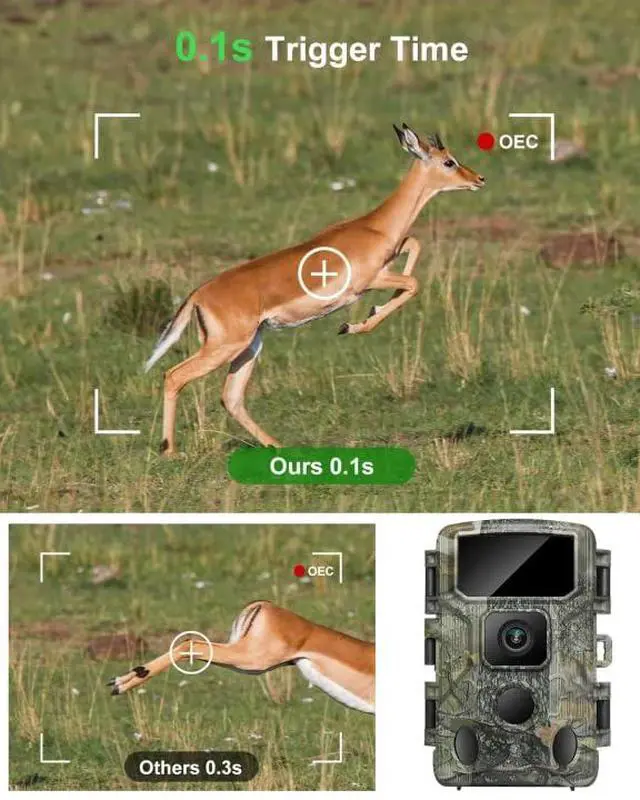 Alt view image 6 of 7 - Trail Camera 4K 64MP WiFi Bluetooth Game Camera, Night Vision Wildlife Hunting Camera, 0.1s Trigger Motion Activated, IP67 Waterproof, 130° Wide Angle for Deer & Farm Security