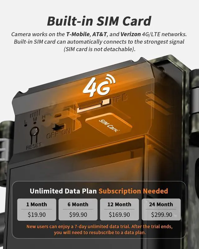 Alt view image 2 of 7 - Trail Camera 2 Packs, Cellular Trail Cameras 4G LTE Live View with Built-in SIM Card 0.2s Trigger Speed Game Camera with Night Vision Motion Activated Waterproof Trail Cam
