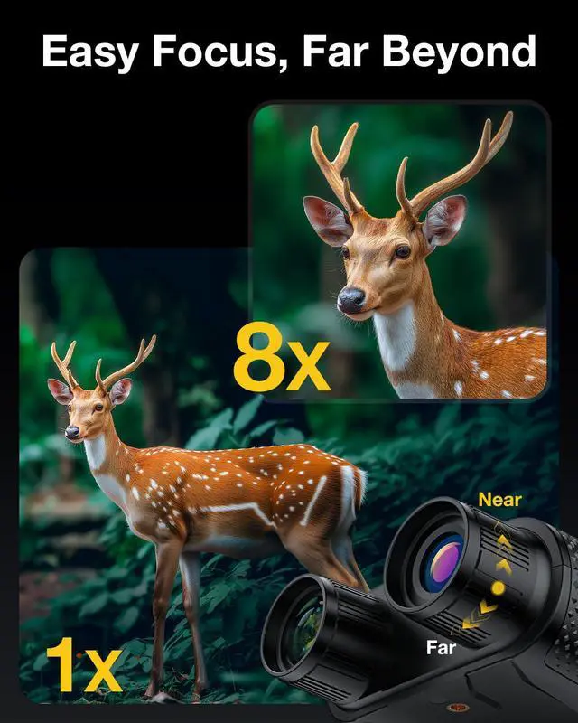 Alt view image 3 of 7 - 4K Night Vision Goggle for Adults, Night Vision Binocular with 4.5'' HD Display, 36MP Photos, 8X Digital Zoom,7 Level IR, Rechargeable, for Camping, Hunting, Security (Incl. 32GB Card)