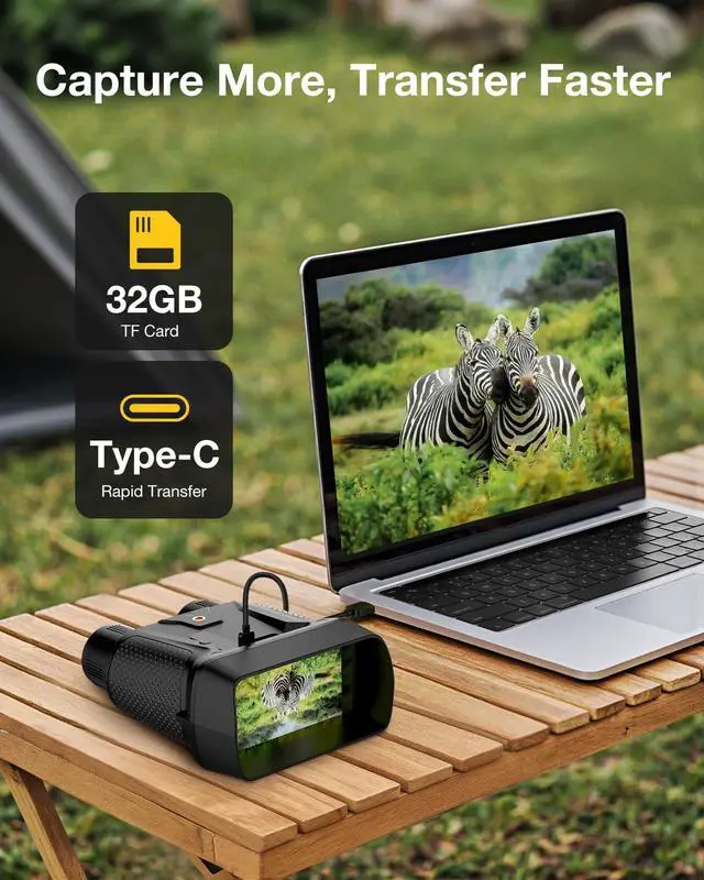 Alt view image 7 of 7 - 4K Night Vision Goggle for Adults, Night Vision Binocular with 4.5'' HD Display, 36MP Photos, 8X Digital Zoom,7 Level IR, Rechargeable, for Camping, Hunting, Security (Incl. 32GB Card)