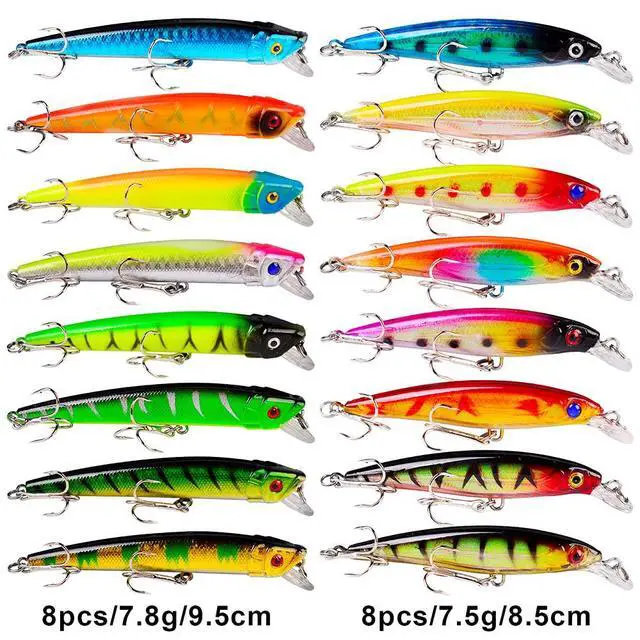 Alt view image 4 of 7 - Bass Fishing Lures Kit Set Topwater Hard Baits Minnow Crankbait Pencil VIB Swimbait for Bass Pike Fit Saltwater and Freshwater