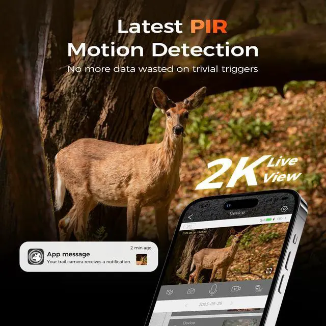 Alt view image 2 of 7 - Trail Cameras 360° View 4G LTE Cellular Game Camera Built-in SIM Card with PIR Motion Activated, 2K Night Vision & Live Streaming, No WiFi Needed, IP65 Solar Security Camera Camo Print-1 Pack