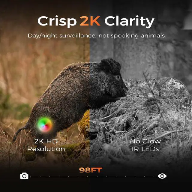 Alt view image 4 of 7 - Trail Cameras 360° View 4G LTE Cellular Game Camera Built-in SIM Card with PIR Motion Activated, 2K Night Vision & Live Streaming, No WiFi Needed, IP65 Solar Security Camera Camo Print-1 Pack