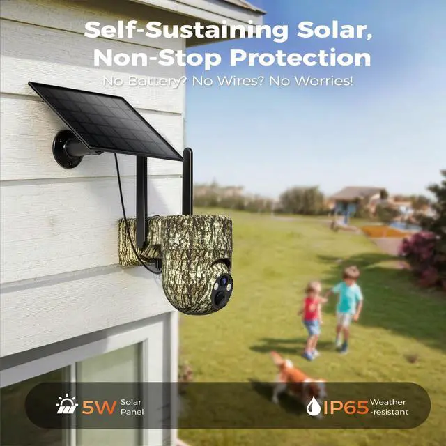 Alt view image 7 of 7 - Trail Cameras 360° View 4G LTE Cellular Game Camera Built-in SIM Card with PIR Motion Activated, 2K Night Vision & Live Streaming, No WiFi Needed, IP65 Solar Security Camera Camo Print-1 Pack