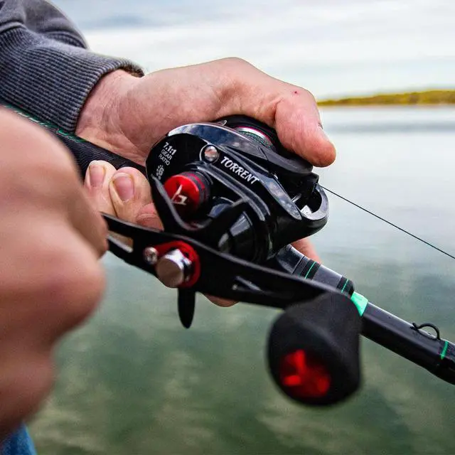 Alt view image 7 of 7 - Torrent Baitcasting Reel, 18LB Carbon Drag, Magnetic Brake | 7.1:1 and 5.3:1 ratios, low-profile body, smooth casting, 6+1 bearings, easy control