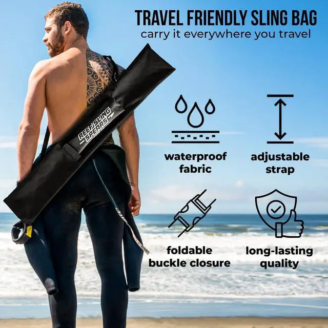 Alt view image 3 of 7 - Hawaiian Sling Fishing Spear Set - Travel Fiberglass Pole Spear Harpoon for Spearfishing with 3 Prong Paralyzer Tips 5' - Fishing line Holder and Travel Bag Included for Spear Fishing Equipment