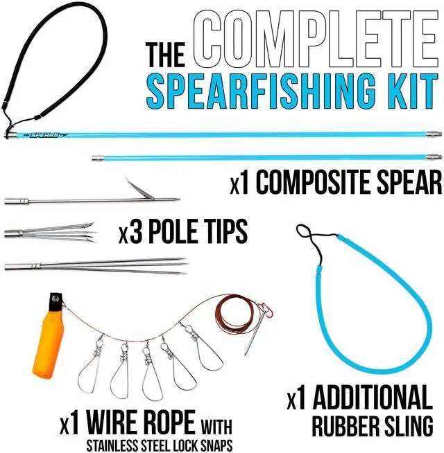 Alt view image 2 of 7 - Hawaiian Sling Fishing Spear Set - Travel Fiberglass Pole Spear Harpoon for Spearfishing with 3 Prong Paralyzer Tips 5' - Fishing line Holder and Travel Bag Included for Spear Fishing Equipment