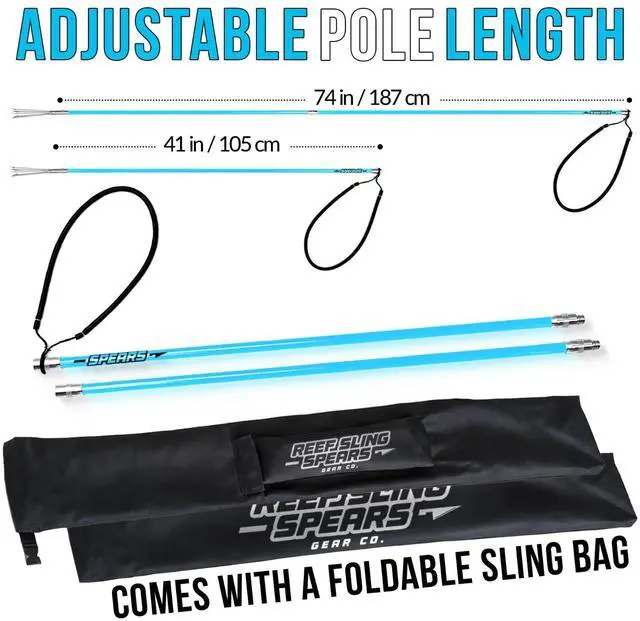 Alt view image 4 of 7 - Hawaiian Sling Fishing Spear Set - Travel Fiberglass Pole Spear Harpoon for Spearfishing with 3 Prong Paralyzer Tips 5' - Fishing line Holder and Travel Bag Included for Spear Fishing Equipment