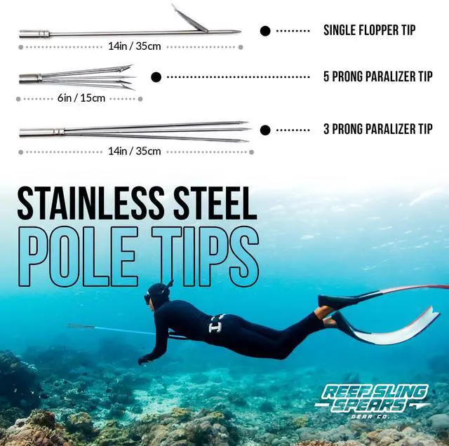 Alt view image 5 of 7 - Hawaiian Sling Fishing Spear Set - Travel Fiberglass Pole Spear Harpoon for Spearfishing with 3 Prong Paralyzer Tips 5' - Fishing line Holder and Travel Bag Included for Spear Fishing Equipment