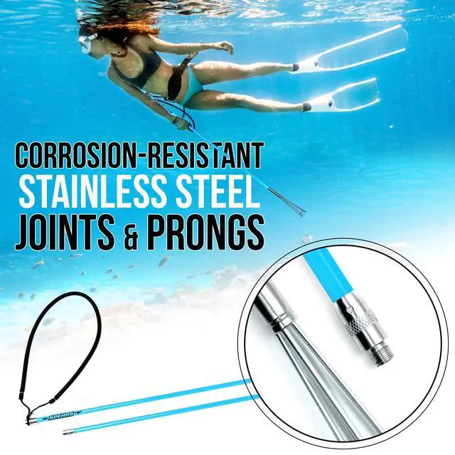 Alt view image 6 of 7 - Hawaiian Sling Fishing Spear Set - Travel Fiberglass Pole Spear Harpoon for Spearfishing with 3 Prong Paralyzer Tips 5' - Fishing line Holder and Travel Bag Included for Spear Fishing Equipment