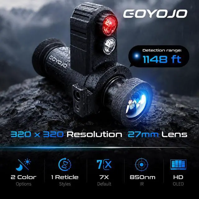 Alt view image 2 of 6 - Head-Mounted Night Vision Monocular Goggles with Elastic Head Strap, Default 7X Magnification, Digital Infrared NVG Equipment 1148FT Range with 1.54in HD Screen, Rechargeable for Ghost Hunting Camping