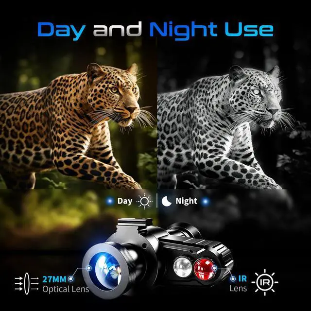 Alt view image 5 of 6 - Head-Mounted Night Vision Monocular Goggles with Elastic Head Strap, Default 7X Magnification, Digital Infrared NVG Equipment 1148FT Range with 1.54in HD Screen, Rechargeable for Ghost Hunting Camping