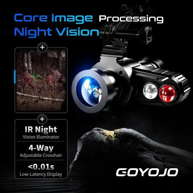 Alt view image 4 of 6 - Head-Mounted Night Vision Monocular Goggles with Elastic Head Strap, Default 7X Magnification, Digital Infrared NVG Equipment 1148FT Range with 1.54in HD Screen, Rechargeable for Ghost Hunting Camping