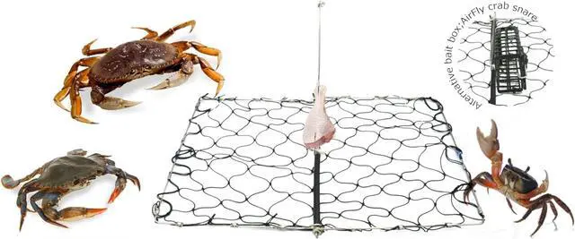 Alt view image 4 of 7 - Foldable Castable Crab Trap - Crab Hawk & Crab Jaw Star Trap with Bait Clip - Portable Fishing Rod Crab Pot for Blue Crabs & Dungeness - Designed in USA