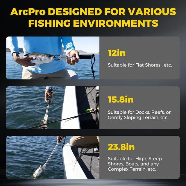 Alt view image 7 of 7 - 2-in-1 Fish Lip Gripper, 23.8" Stainless Steel Fish Gripper with Scale, 60lb Weighing Fish Grabber, 360° Non-Slip Swivel Handle, Tool for Saltwater & Freshwater