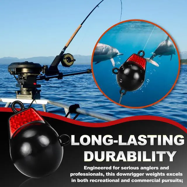 Alt view image 3 of 6 - Coated Downrigger Ball Weight with Keel Downrigger Weights Vinyl-Coated Trolling Weight for Boats Round Marine Accessories Black
