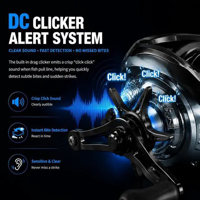 Alt view image 4 of 7 - DC Baitcasting Reel with Smart Digital Brake, Anti-Backlash Fishing Reel with Signature DC Sound, Easy-Control 7.1:1 Baitcaster for Beginners & Bass Fishing