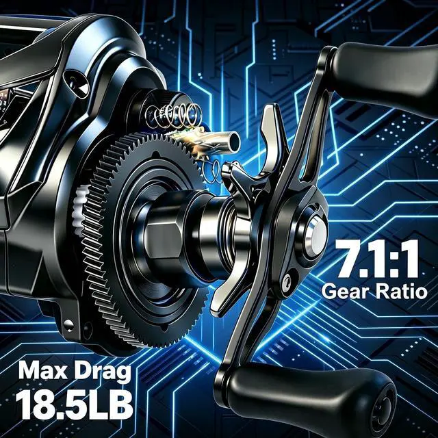 Alt view image 5 of 7 - DC Baitcasting Reel with Smart Digital Brake, Anti-Backlash Fishing Reel with Signature DC Sound, Easy-Control 7.1:1 Baitcaster for Beginners & Bass Fishing