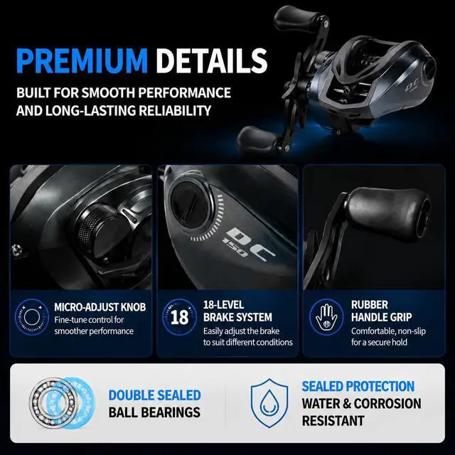 Alt view image 6 of 7 - DC Baitcasting Reel with Smart Digital Brake, Anti-Backlash Fishing Reel with Signature DC Sound, Easy-Control 7.1:1 Baitcaster for Beginners & Bass Fishing