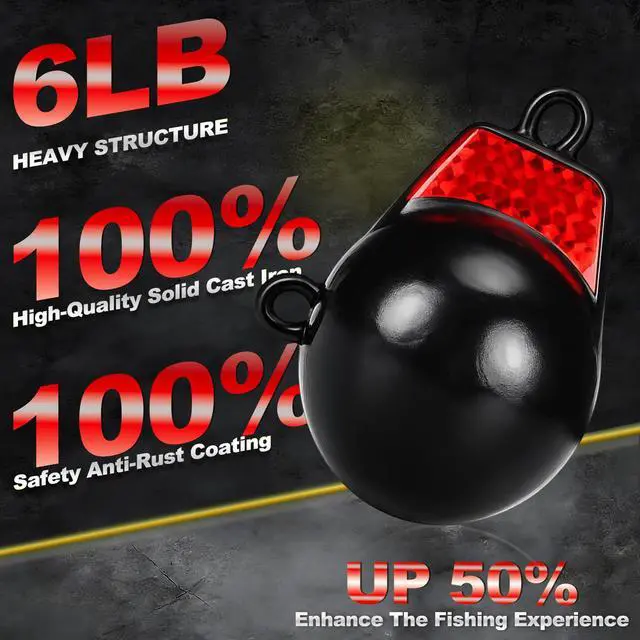 Alt view image 2 of 6 - Coated Downrigger Ball Weight with Keel Downrigger Weights Vinyl-Coated Trolling Weight for Boats Round Marine Accessories Black