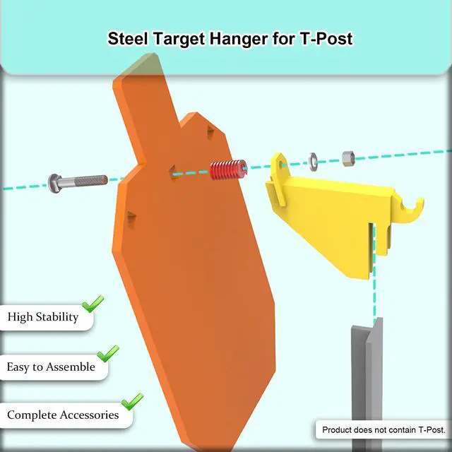 Alt view image 3 of 7 - 1/2" Thick AR500 Steel Target & T-Post Target Hanger - Fits Targets on Both Ends