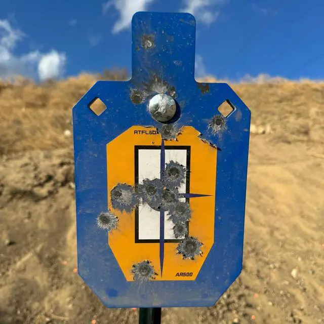 Alt view image 4 of 6 - AR500 Steel Target for Shooting, 1/2 inch Thick Metal Target with T-Post Target Hanger, High Caliber Torso Silhouette Metal Target for Precision Shooting