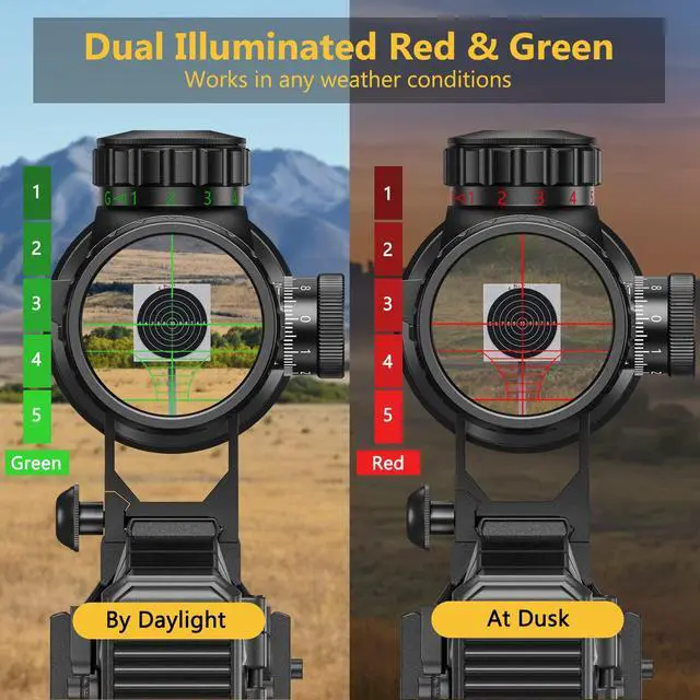 Alt view image 3 of 6 - Rifle Scope 6-24x50 AO Red and Green Illuminated Long Range Scope for Hunting with Scope Rings
