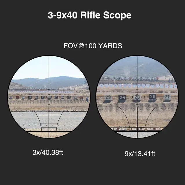 Alt view image 3 of 7 - 3-9x40 Rifle Scope, Red & Green Illuminated Optical Riflescope, 1 inch Tube Scope for Hunting with Mounts
