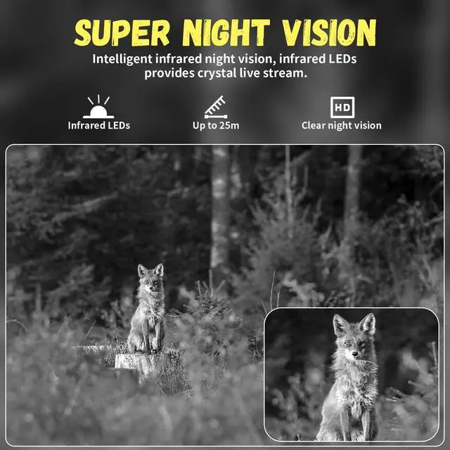 Alt view image 5 of 7 - Solar Trail Camera, 4K WiFi Game Camera, 5200mAh Forever Power, 32GB SD Card, IP66 Waterproof,120° Wide Angle Night Vision for Outdoor Detection, Monitoring Trail Cameras