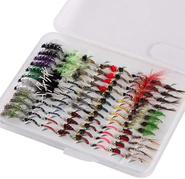 Main image of Fly Fishing Flies Kit Fly Assortment Trout Bass Fishing with Fly Box with Dry/Wet Flies, Nymphs, Streamers, Popper