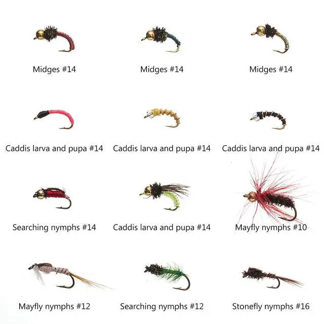 Alt view image 4 of 7 - Fly Fishing Flies Kit Fly Assortment Trout Bass Fishing with Fly Box with Dry/Wet Flies, Nymphs, Streamers, Popper