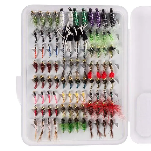 Alt view image 5 of 7 - Fly Fishing Flies Kit Fly Assortment Trout Bass Fishing with Fly Box with Dry/Wet Flies, Nymphs, Streamers, Popper
