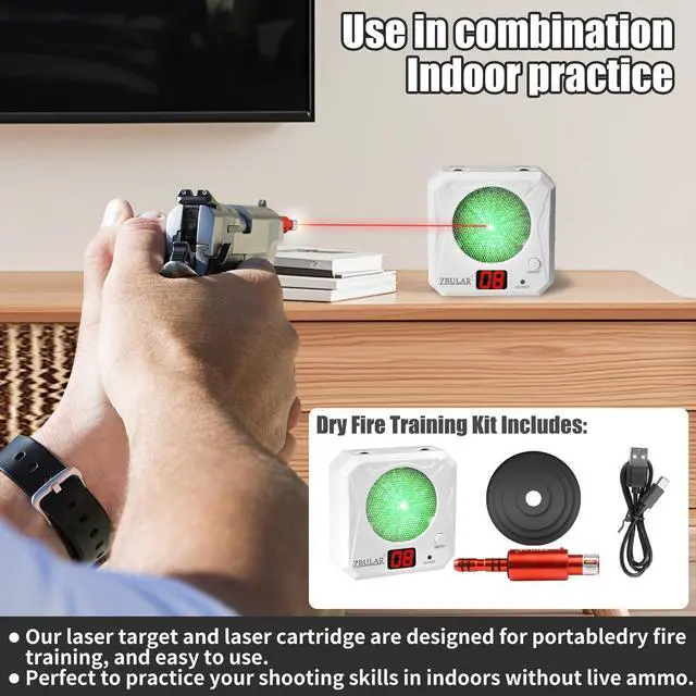 Alt view image 2 of 7 - 3rd Dry Fire Training System,Portable Glass Fiber Digital Laser Target Compatible with Laser Strike System Most of Training Cartridges 9mm/22lr for Practive Type-C Charging, LED Display