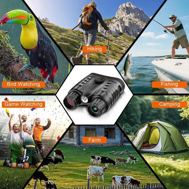 Alt view image 3 of 7 - 4K Night Vision Goggles for Kids, 36MP Full-Color Night Vision Binoculars 8X Zoom 850nm Stealth IR for All Black Observation-Gift with Compass, Photo & 4K Video Recording, 3.2" Screen and 32GB Card