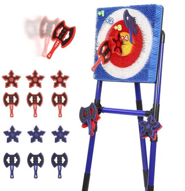 Main image of Axe Throwing Game for Backyard, Bristle Target Set with 6 Axes & 6 Darts, Portable Plastic Axe Throwing Game Indoor Outdoor Game for Adults & Kids, Carnival Yard Games