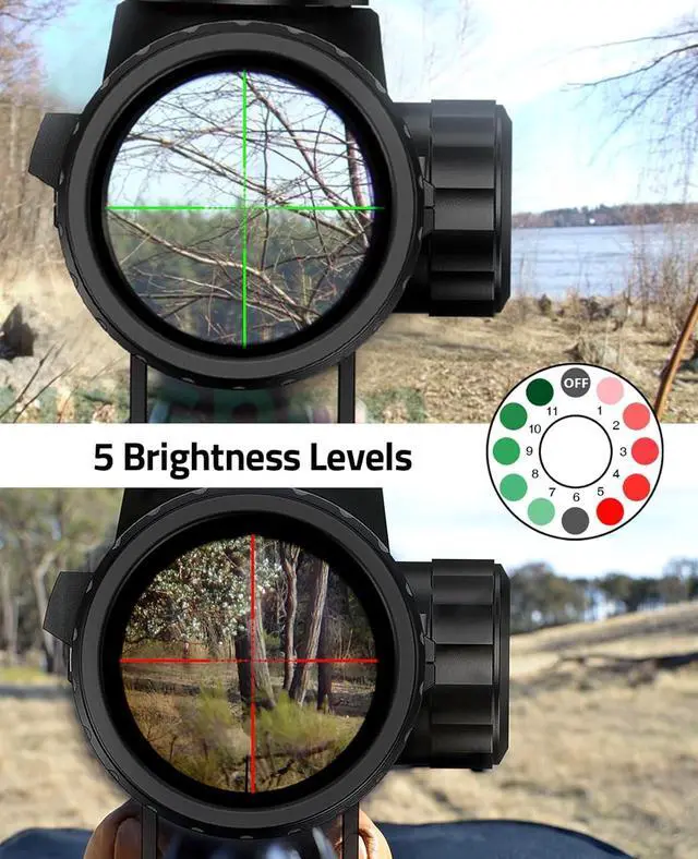 Alt view image 2 of 6 - 3-9x40 Rifle Scope, Red & Green Illuminated Optical Riflescope, 1 inch Tube Scope for Hunting with Mounts