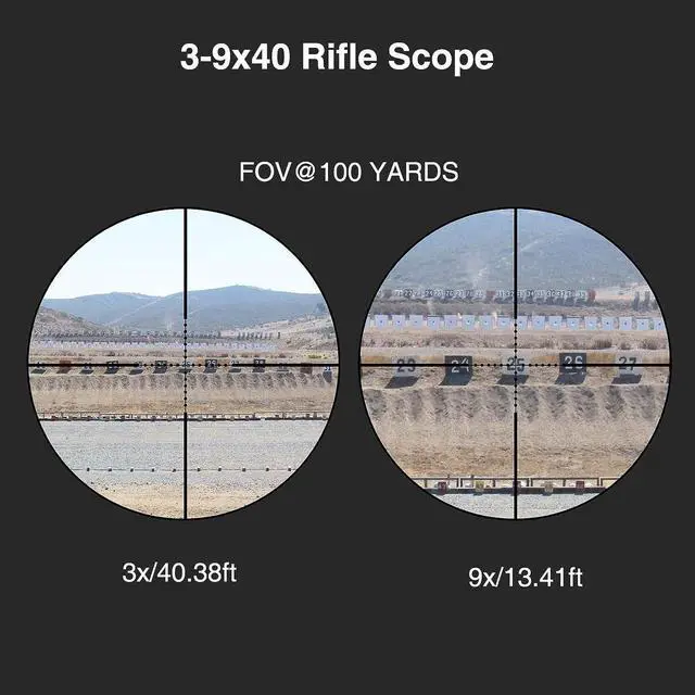 Alt view image 3 of 6 - 3-9x40 Rifle Scope, Red & Green Illuminated Optical Riflescope, 1 inch Tube Scope for Hunting with Mounts