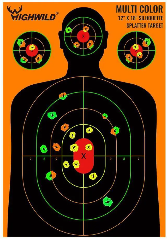 Main image of Silhouette Splatter Paper Targets - Splash Effect of Multiple Colors - 12 x18 Inch
